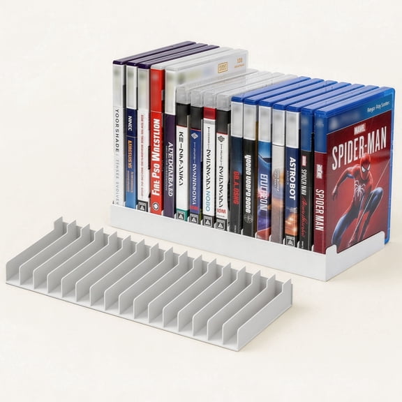 Video Game Storage Holder for for PS5/ PS4/ PS3/ PS2/ Xbox One/Xbox 360 and Xbox Series X/S/Wii/Switch/Switch 2 Game Cases, DVD and Blu-Ray Organizer for Desk, 1Pack