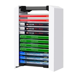 Video Game Storage Tower (12 CD Disc Blu-ray Case) Universal DVD Holder Shelf Rack Stand Vertical Organizer for PS5 Playstation 4 Nintendo Switch Xbox Movies