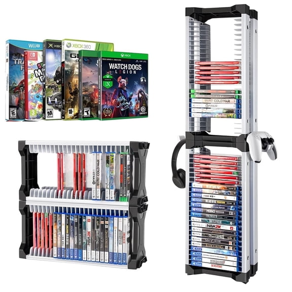 Video Game Storage Tower, Universal DVD and Blu-Ray Disks Holder Organizer for 46 Games Storage ABS Stand Compatible with PS5 PS4 Xbox Switch Games Gamer Gifts