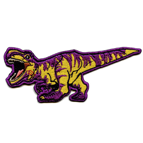 Video Game T-Rex Patch Fighting Dinosaur Rage Embroidered Iron On
