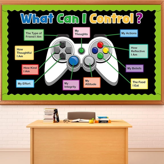Growth Mindset Bulletin Board Decorations Set Video Game Theme Things I Can Control Positive Back to School Classroom Decor Mental Health Inspirational Gamer Cutouts for School Chalkboard Wall