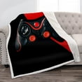 thumbnail image 1 of Video Game Throw Blanket - Super Soft Cozy Red Black Game Controller Print Sherpa Blankets for Boys Teens Birthday Decor Bed Sofa Couch Bedroom Bedding 50"x60", 1 of 6