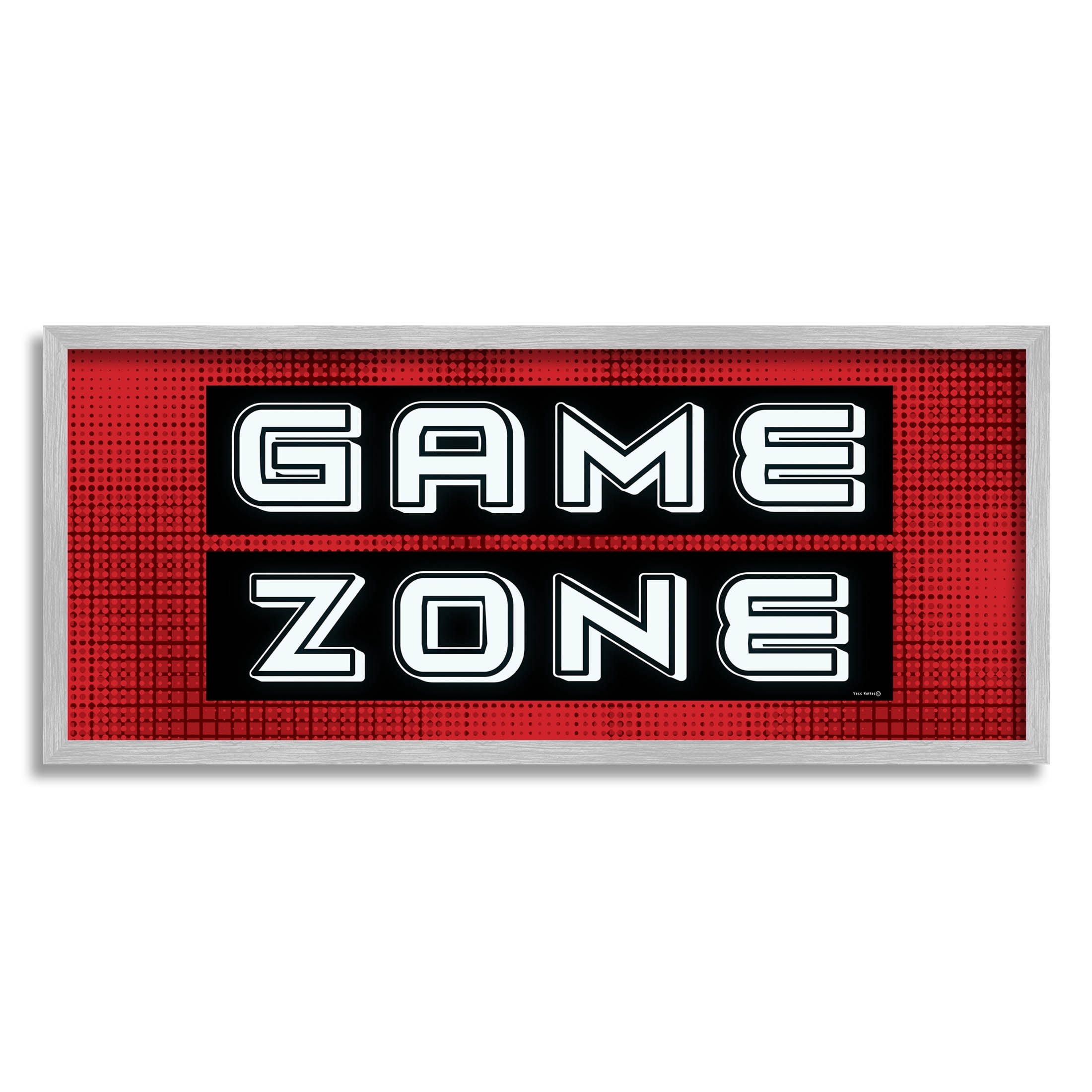 Video Game Zone Patterned Art for Kids Graphic Art Gray Framed Art Print Wall Art