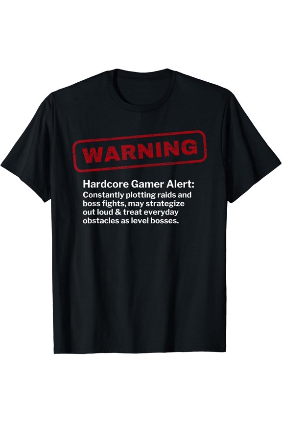 Video Gamer Funny Warning Raid & Level Boss Fight Nerd Joke T-Shirt