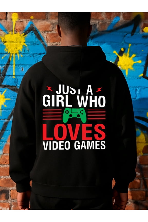 Video Gamer Girl graphic hoodies game men's long sleeve black Daily and Weekend Wear Christmas vintage gift comfortable streetwear interesting merch Unique Design Unisex hoodie