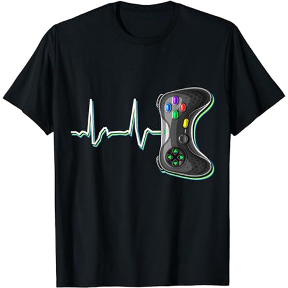 Video Gamer Heartbeat Video Game Controller Gift Kids Boys T-Shirt