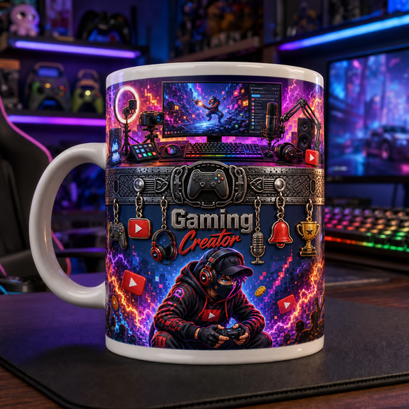 Video Gamer Mug for Dad, Gaming Creator Coffee Cup, Father's Day Gift for Player Dads