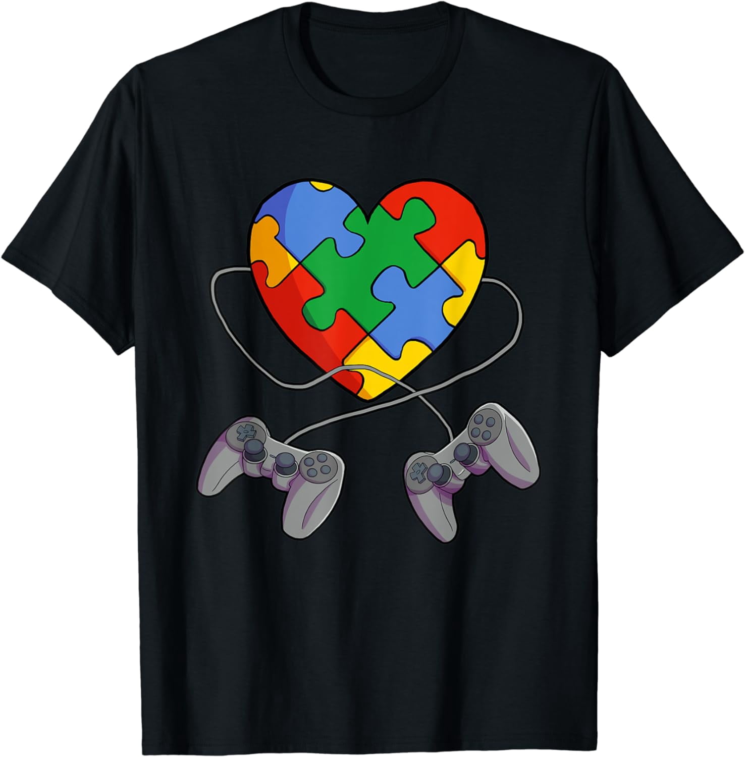 Video Gamer Puzzle Piece Heart Controller Autism Awareness T-Shirt ...