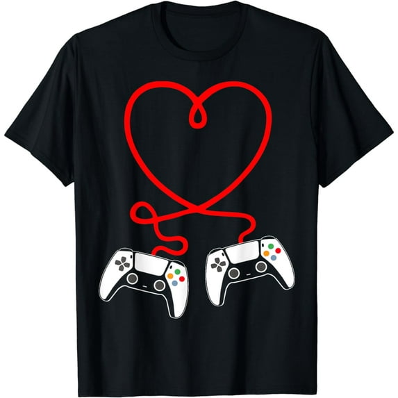 Video Gamer Valentines Day T-Shirt With Controllers Heart T-Shirt