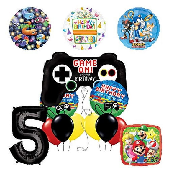 Video Gamers 5th Birthday Party Supplies Balloon Decorations