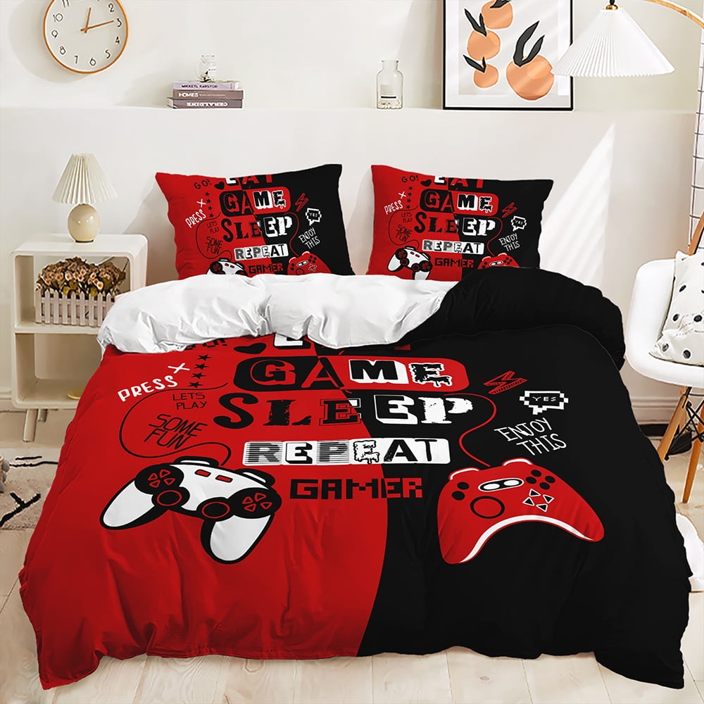 Video Games Bedding Set Kids Boys Teen Gaming Duvet Cover Set for