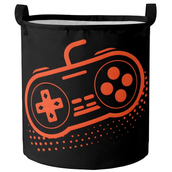 Video Games Controller Laundry Hamper Dirty Clothes Hamper for Bedroom Bathroom Black Orange Gaming Console Clothes Hampers Laundry Basket Toy Baskets Storage Organizer 13.8"x17"