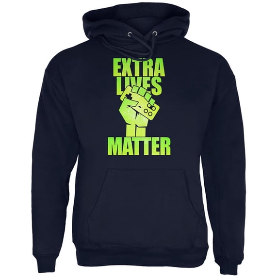 Video Games Extra Lives Matter Mens Hoodie Navy SM