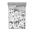 thumbnail image 1 of Video Games Fitted Sheet & Pillow Sham Set, Monochrome Sketch Style Gaming Design Racing Monitor Device Gadget Teen 90's, Decorative Printed 6 Piece Bedding Decor Set, Queen, Black White, by Ambesonne, 1 of 3