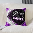 thumbnail image 1 of Video Games Gamer Throw Pillow Covers 16"x16" Set of 2 Soft Purple and Black Gaming Cushion Covers Pillow Cases For Couch Sofa Bedroom Car Reversible Video Game Gaming Decorative Throw Pillowcases, 1 of 6