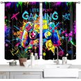 thumbnail image 1 of Video Games Kitchen Curtains 2 Panels Colorful Game Gamepad Short Cafe Curtains Decor for Dining Room Bedroom Bathroom Tier Curtains Over Sink Rod Pocket Window Drapes Treatment Decor 26x36 Inch, 1 of 6