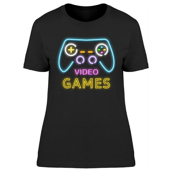 Video Games Neon Design T-Shirt Women -Image by Shutterstock, Female x-Large