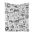 thumbnail image 1 of Video Games Soft Flannel Fleece Blanket, Monochrome Sketch Style Gaming Design Racing Monitor Device Gadget Teen 90's, Cozy Plush for Indoor and Outdoor Use, 70" x 90", Black White, by Ambesonne, 1 of 6