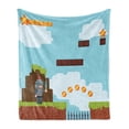 thumbnail image 1 of Video Games Soft Flannel Fleece Throw Blanket, Arcade World Kids 90's Fun Theme Knight Fireball Bonus Stars Coins Image, Cozy Plush for Indoor and Outdoor Use, 70" x 90", Multicolor, by Ambesonne, 1 of 6