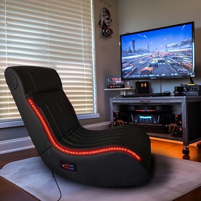 Video Gaming Floor Rocker Chair, Built-in Audio Speakers, LED Strip ...