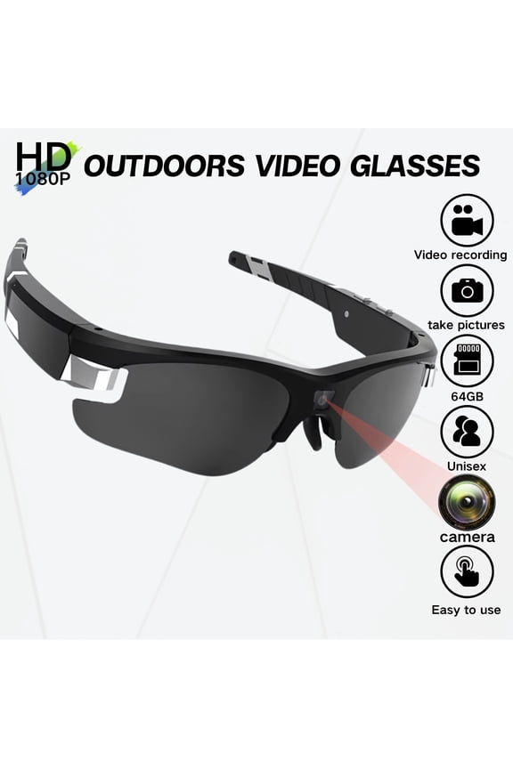Video Glasses 1080P HD, Outdoor Camera Glasses, 1080P Smart Glasses, 64GB Storage, And Hands-Free Smart Device, Suitable For Outdoors Sports, Cycling, Travalling And Driving.Perfect Gift For Your