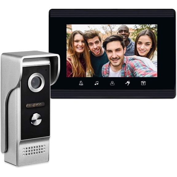 Video Intercom System, 7 Inche Monitor Wired Door Doorbell Kit