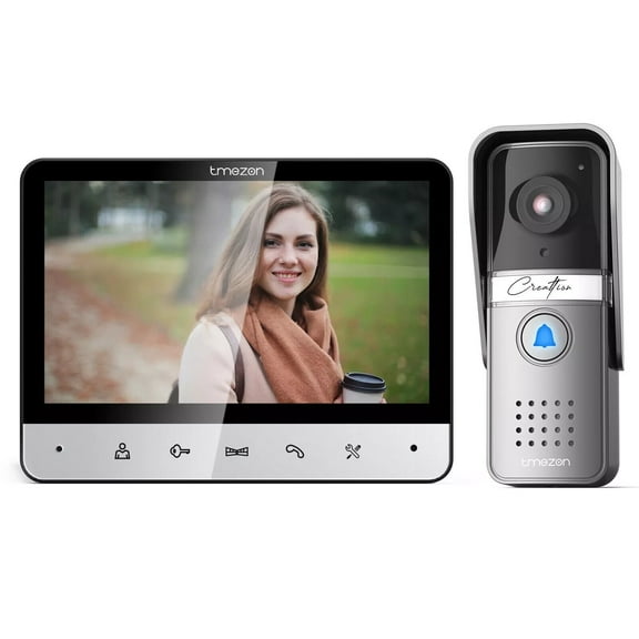 Video Intercom System 7 Inches Monitor Wired Video Door Phone Doorbell TMEZON