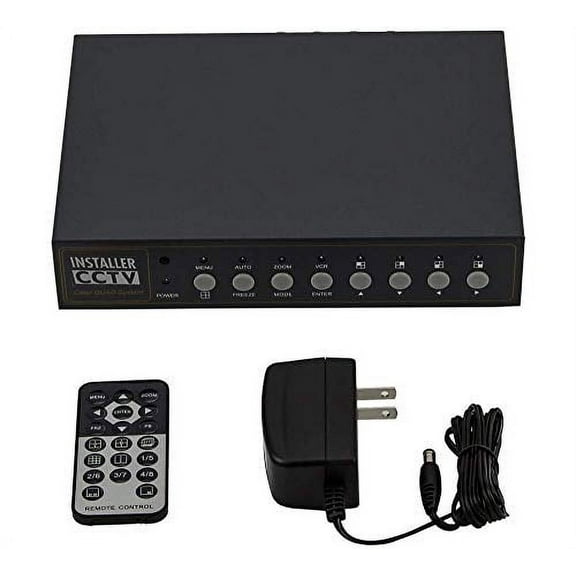 Video Quad Color 4CH Multiplexer 2 BNC Output with Loop, Remote Control and FREE 1Amp power adapter