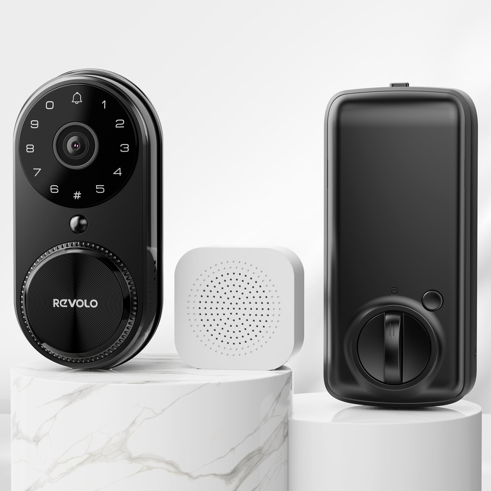 Video Smart Wi-Fi Doorbell Camera Door Lock, Revolo Keyless Entry Door Locks  for Rental Airbnb Security, App Google Alexa Control Black Finish 