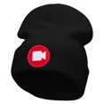 thumbnail image 1 of Video Stream Embroidered 12 Inch Long Knitted Beanie - Black OSFM, 1 of 5