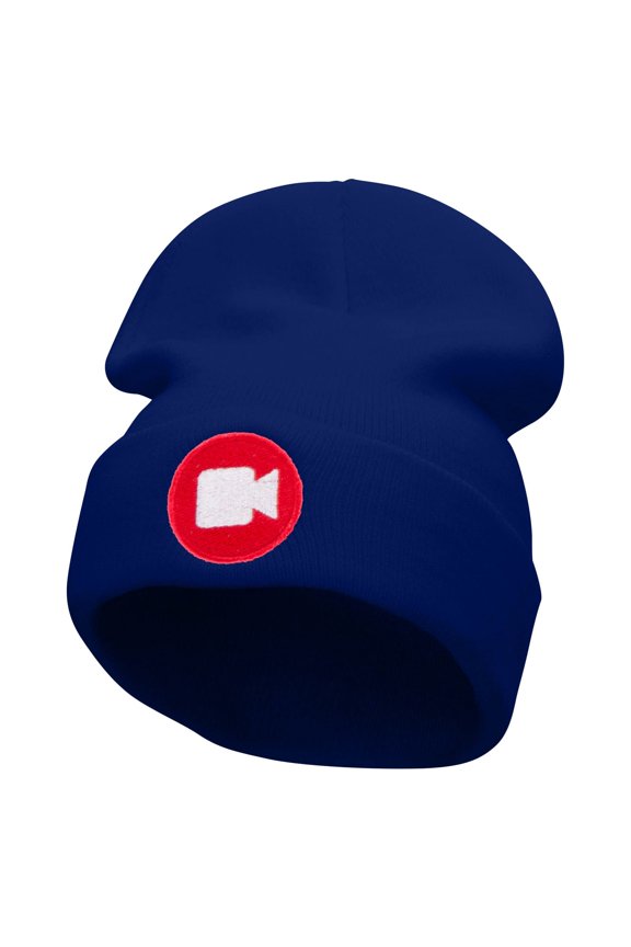 Video Stream Embroidered 12 Inch Long Knitted Beanie - Royal OSFM