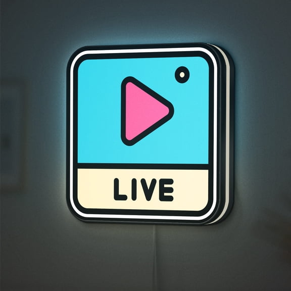 Video Streaming 3D Novelty Light Box, Modern Media Decor for Streamers and Content Creators (Width 16 inch, 40cm)