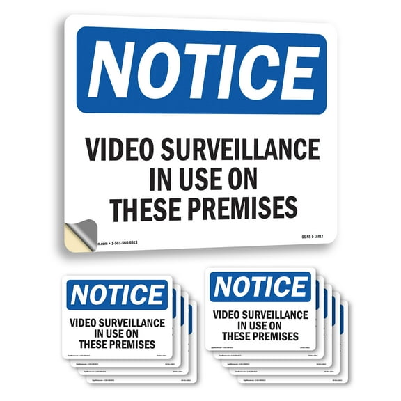 Video Surveillance In Use On These Premises OSHA Notice Vinyl Decal Label 24 Inch x 18 Inch - 10 Pack