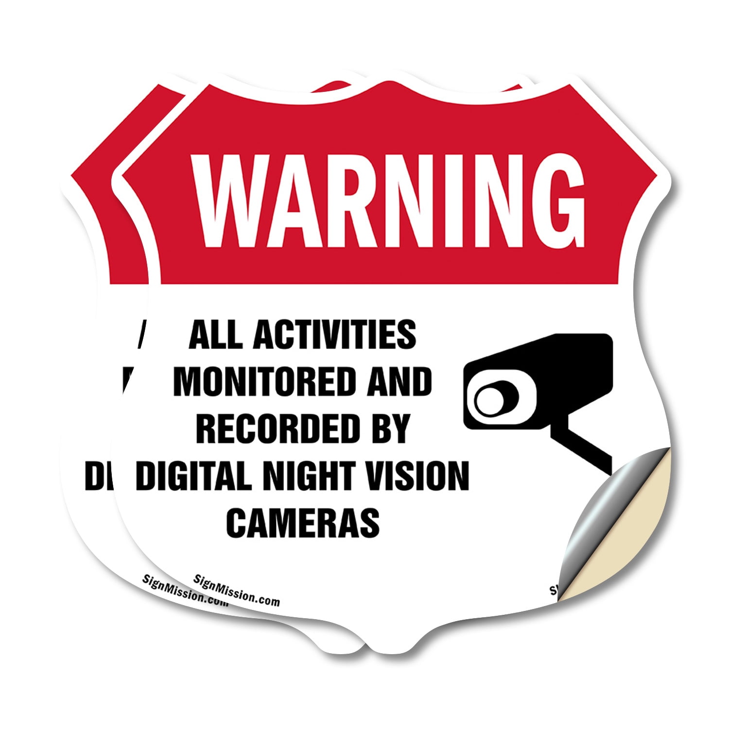 Video Surveillance Shield Label Set Warning All Activities Monitored ...