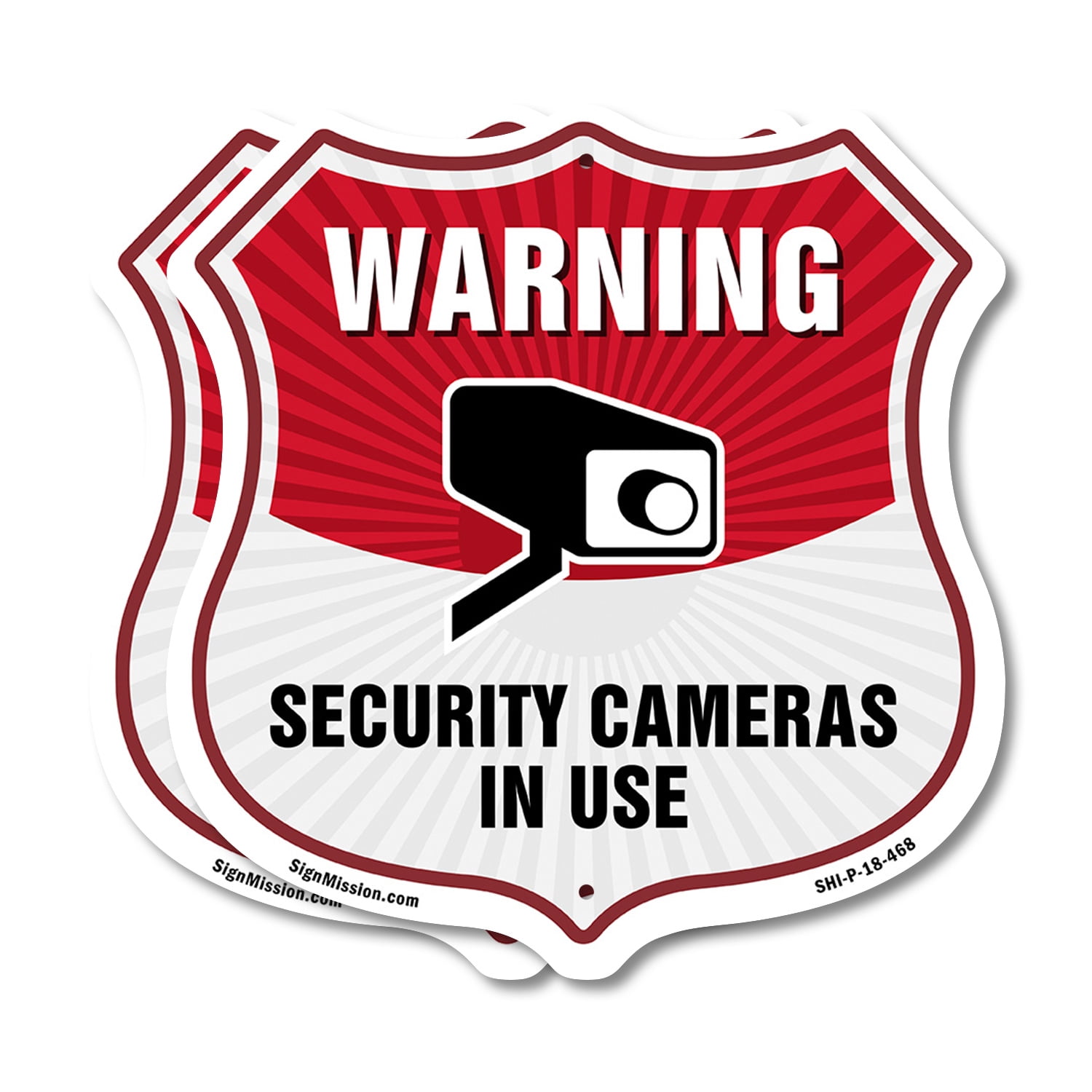 Video Surveillance Shield Sign Warning Security Cameras In Use (2 Pack ...