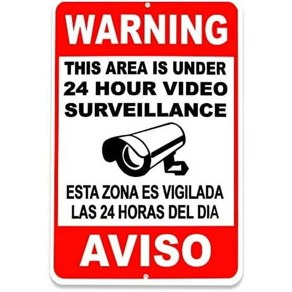 Video Surveillance Sign - 8 x 12 Sign 24 Hour Surveillance Sign Security Camera Sign No Trespassing Sign Smile Your on Camera Signs Metal Sign