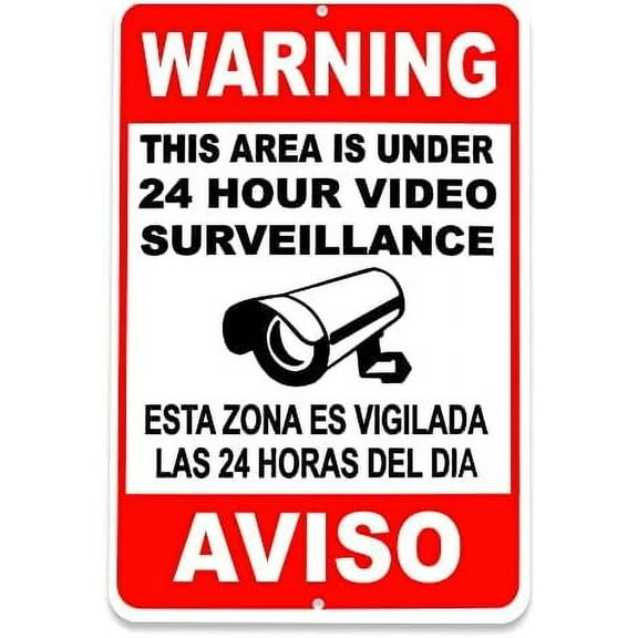 Video Surveillance Sign - 8 x 12 Sign 24 Hour Surveillance Sign Security Camera Sign No Trespassing Sign Smile Your on Camera Signs Metal Sign