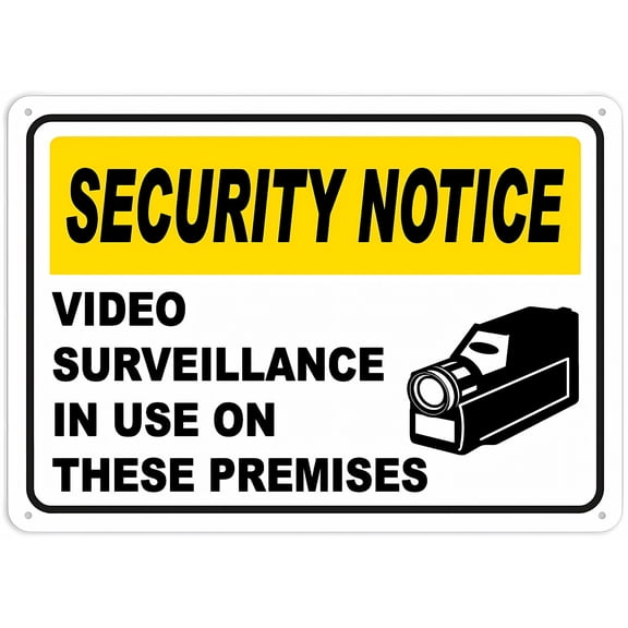 Video Surveillance in Use Tin Sign - 8"x12" Vintage Metal Warning Sign for Home Farm Bar Coffee Shop Club, Surveillance Zone, Security Alert