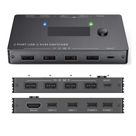 Video Switcher 4k Switch Hd Switch Type-c Switch Two-way Switcher For Computer Monitor Multiple Source 2 Port