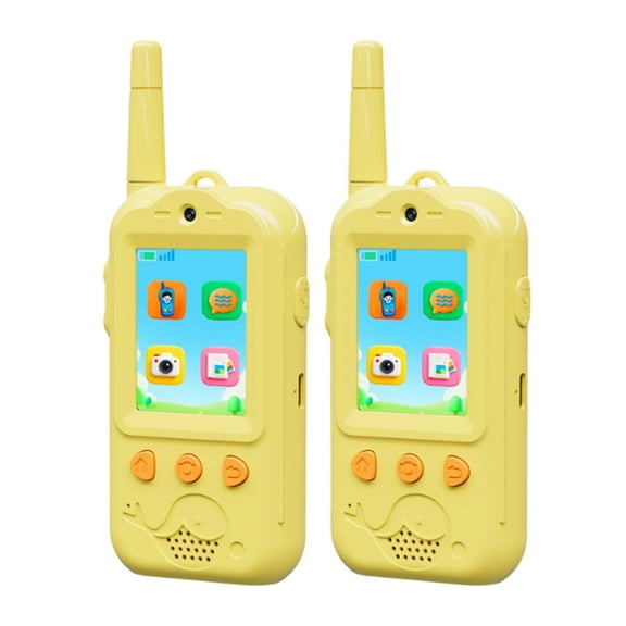 Video Walkie Talkies 2PCS Remote Walkie Talkies with Cameras and Voice Changers are Perfect for Family Games Outdoor Activities Camping Hiking and Christmas and Birthday Gifts (Yellow +Yellow)