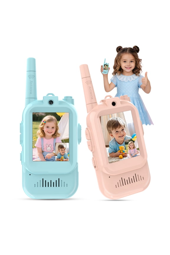 Video Walkie Talkies for Kids, 2 Pack Rechargeable Kids Video Walkie Talkies with Camera, Facetime Walkie Talkie for Indoor Outdoor Games, Camping, Hiking, Boys Girls Ages 3-12