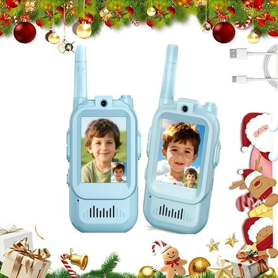 Video Walkie Talkies for Kids, 2 Pack Rechargeable with Screen & Voice Changer, Long Range Kids Walkie Talkies for Indoor Outdoor Play, Christmas Gifts for 6 Year Old Boy and Girls(BLUE/BLUE)