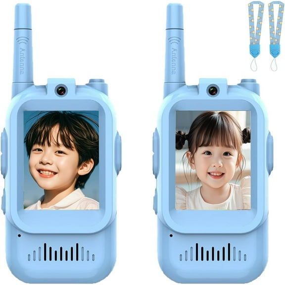 Video Walkie Talkies for Kids- 2-Way Video Call, Handheld 2 Pack Rechargeable Video Intercom Kids Walkies Talkies, Christmas Birthday Gifts for Kid Indoor Outdoor Camping (Blue)