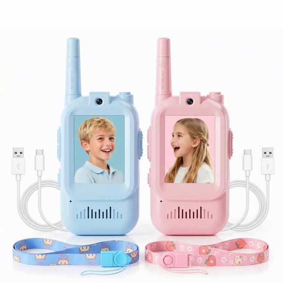 2 Pack Video Walkie Talkies for Kids  Kids Walkie Talkies with Voice Changer, 1000 Feet Range, Fun Toys for Indoor Play, Camping, Hiking, Travel  Birthday for Boys and Girls Ages 3-10