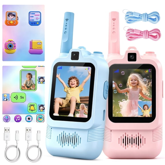 AWANFI Video Walkie Talkies for Kids Rechargeable, Toys Phone 2 Pack for Boys Girls, 1000 ft Long Range, with Voice Chat, Camera, Gifts for Age 3 
