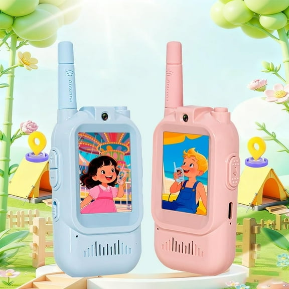 Video Walkie Talkies for Kids with Screen Display, Rechargeable Walkie Talkies 2 Pack for Indoor Outdoor Play, Camping Toys for Ages 3-12 with 150-500m Range