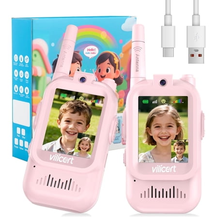 Video Walkie Talkies with Real-Time Screen & Voice Changer, Rechargeable Long Range Radios for 3-12 Year Old Boys Girls, Christmas Birthday Gifts for Kids Indoor Outdoor Camping