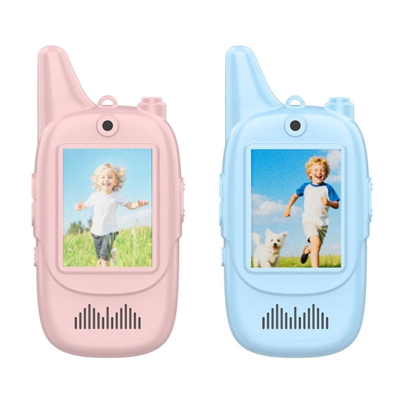 Video Walkie Talkies for Kids, Handheld 2 Pack Rechargeable Video with Voice Changer, Long Range Ideal for Family Games, Outside, Camping, Hiking