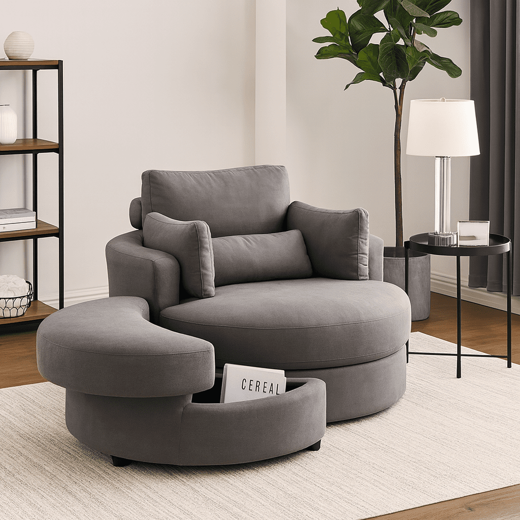 [Video] Welike Swivel Accent Barrel Modern Dark Grey Sofa Lounge Club ...