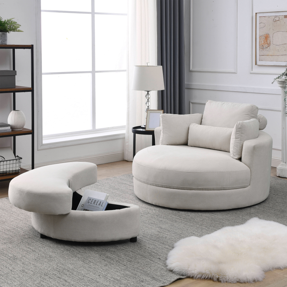[Video] Welike Swivel Accent Barrel Modern Sofa Lounge Club Big Round ...